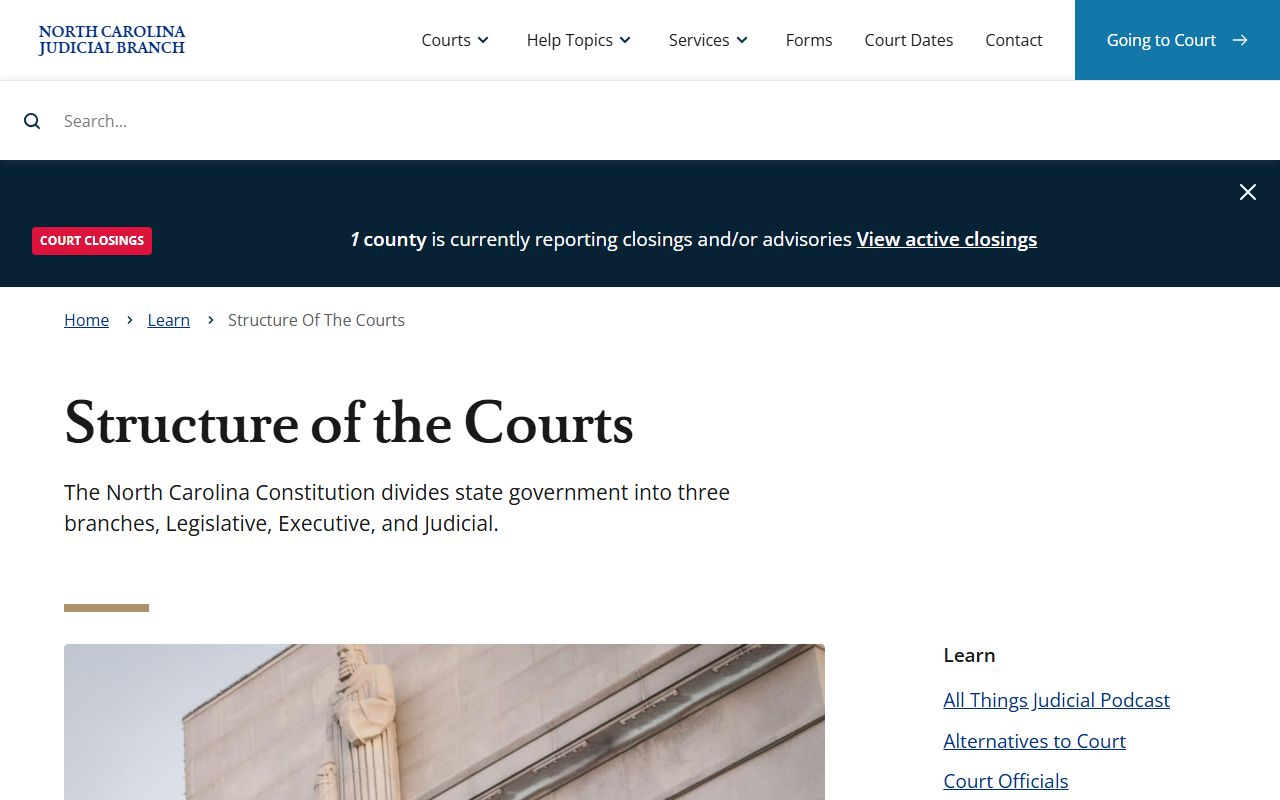North Carolina court structure overview used for Johnston County court records