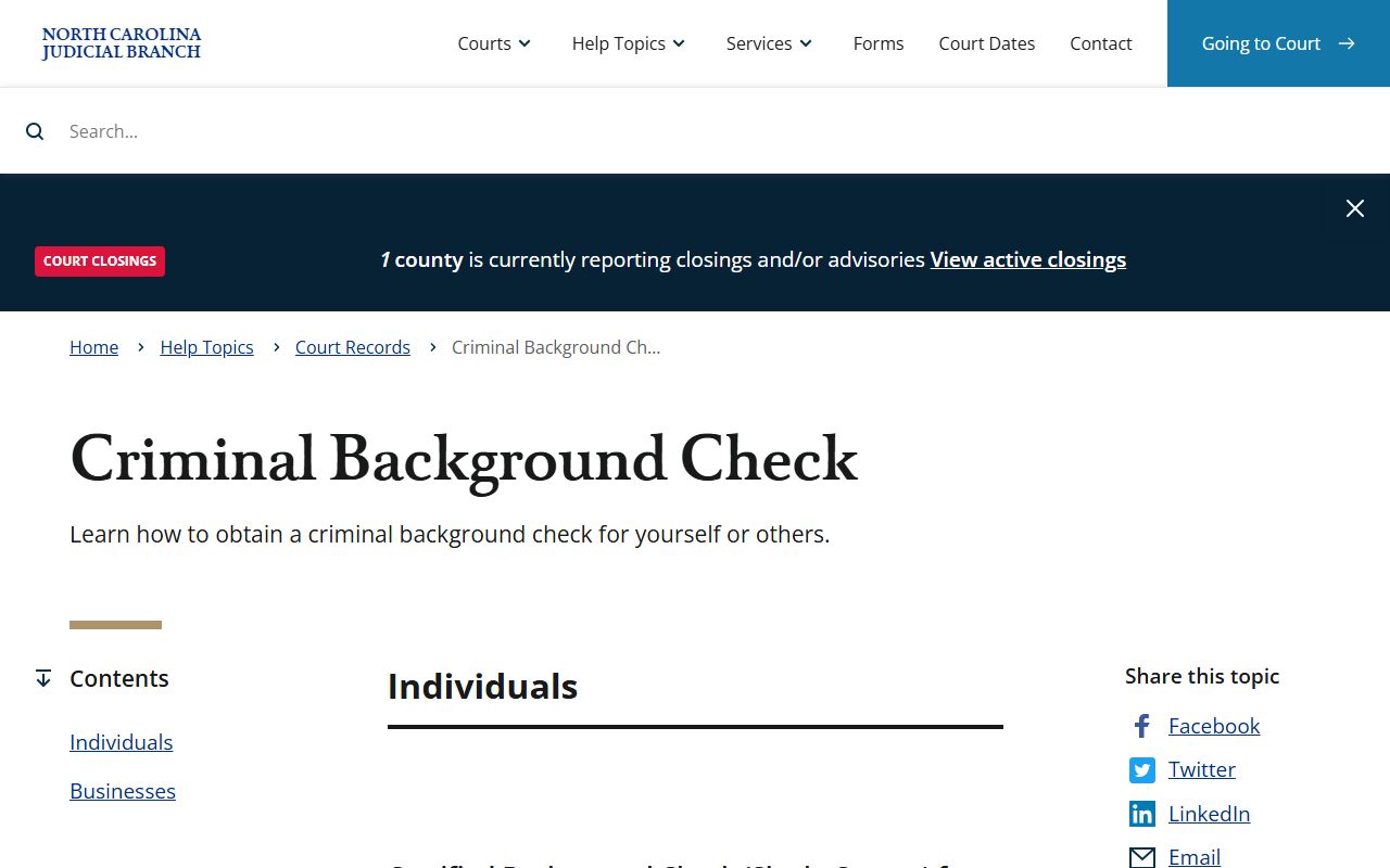 Certified criminal record search help topic for Johnston County court records