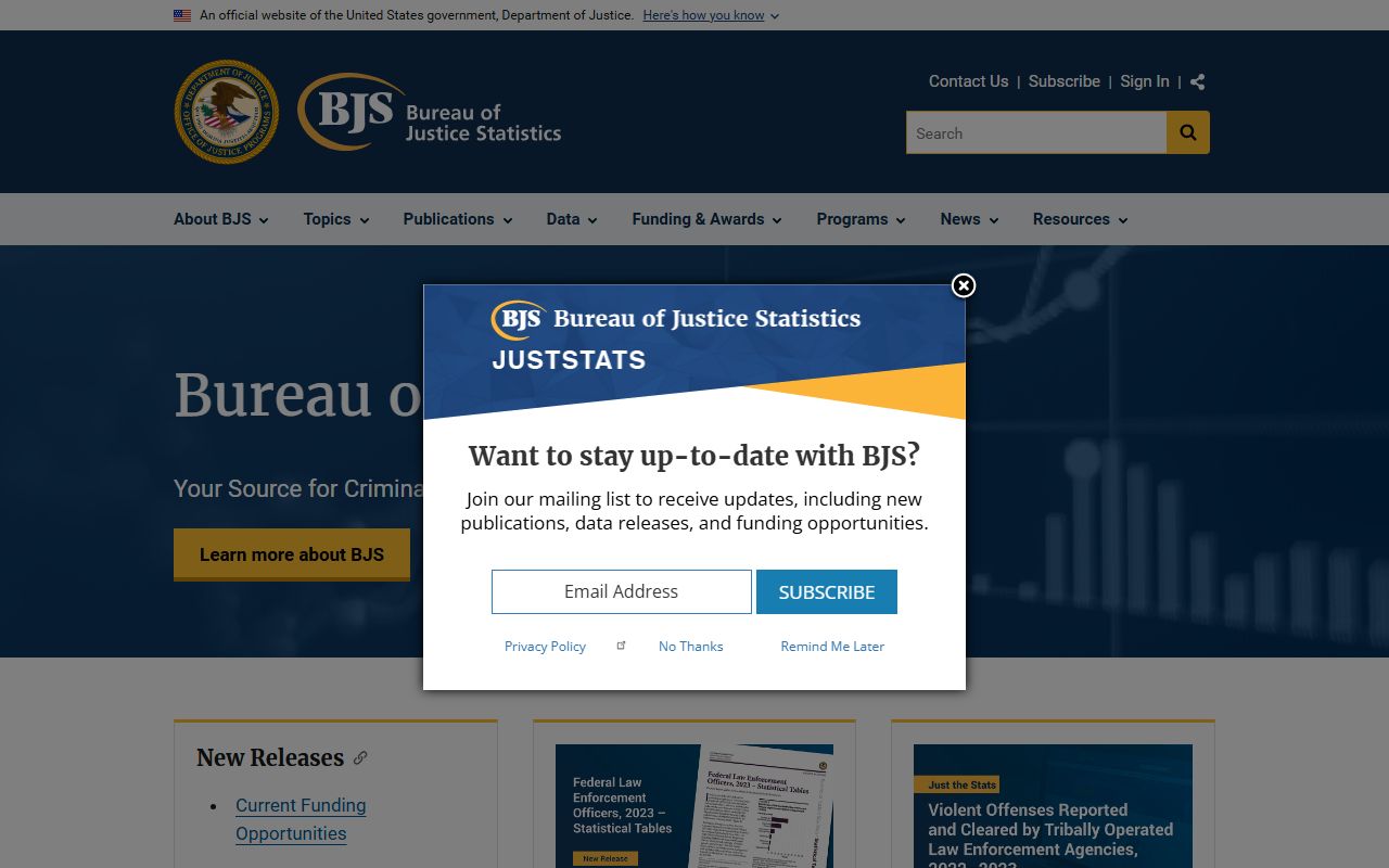 Bureau of Justice Statistics national data page referenced for Johnston County records context