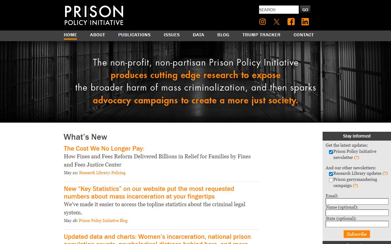 Prison Policy Initiative state incarceration data tied to Johnston County records context