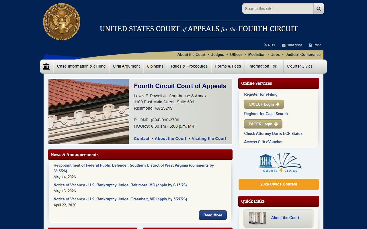 U.S. Court of Appeals for the Fourth Circuit, the federal appeals venue tied to Johnston County traffic court records cases