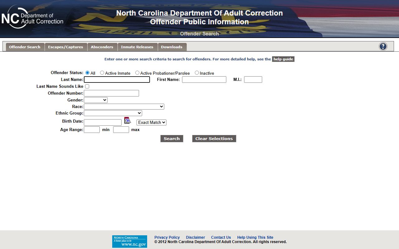 NC DAC offender search used in a Johnston County warrant search for state custody
